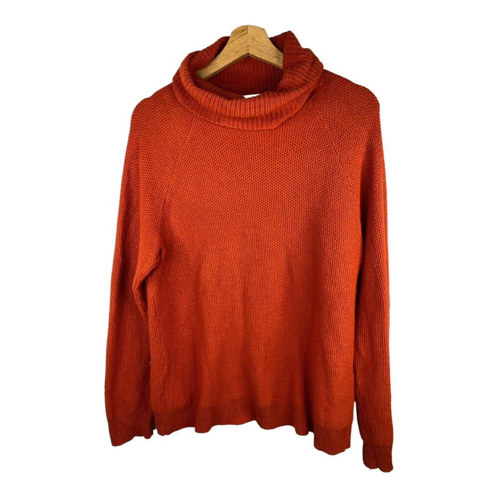Madewell Womens Province Cross-Back Turtleneck Sweater Knit Orange size Medium